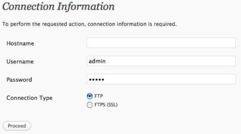Wordpress needs to access your web server. Please enter your ftp credentials to proceed